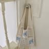 Korean Style Crochet Tote Bag With Turtle Embroidery 5
