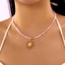 Retro GoldenToned Sun Pendant Necklace For Women Elegant Turquoise Beads Chain Choker Neck Statemen 9