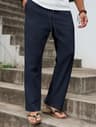 Men Linen Straight Cut Leisure Pants 1