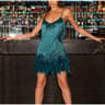 Sequin Feather Tassel Mini Dress For Women Elegant Party Club Wear 2