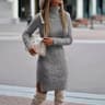 Elegant Winter Knit Sweater Dress With Wrap Hip Skirt And High Neck 2