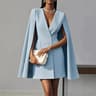 Elegant Vneck Shawl Cape Sleeve Blazer Dress  Double Breasted Office  Party Dress 3