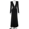 Elegant Deep VNeck High Slit Evening Dress  Shoulder Padded High Waist Formal Prom Gown 4