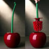 Red Cherry Toilet Brush Set  Creative Bathroom Accessory With Holder 0
