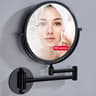 GoldBlack Frame DoubleSided Circular Mirror With Rotation  Retractable Bathroom Wall Mirror 4