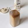 Square Heat Resistant Glass Coffee Cup With Lid And Straw For Milk Tea  Juice 5