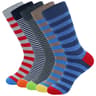 Mens Fun Dress Socks Colorful Striped Combed Cotton Novelty Socks For Cool Breathable Casual Wear 7