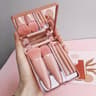 Portable Makeup Brush Set With Mirror Foldable Travel Kit Compact  Convenient Mini Makeup Brush Set 0