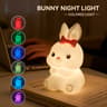 Cute Rabbit Night Light Touch Control Bedside Lamp With Timer Portable Battery Powered 6