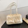 Cloud Charm Faux Leather Shoulder Bag With Bow Accent And Multi Pocket Design 11