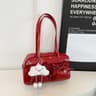 Cloud Charm Faux Leather Shoulder Bag With Bow Accent And Multi Pocket Design 15