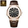 Square Mens Quartz Watch With Leather Strap Luminous Date 10