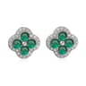 Gold Plated Flower Drop Earrings With Cubic Zirconia 0