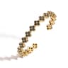 Gold Plated Flower Bracelet For Women With Cubic Zirconia Adjustable Bangle 11