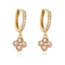 Gold Plated Huggie Hoop Earrings With Crystal Zirconia Flower Dangle 8