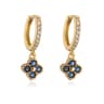 Gold Plated Huggie Hoop Earrings With Crystal Zirconia Flower Dangle 10