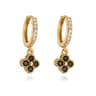 Gold Plated Huggie Hoop Earrings With Crystal Zirconia Flower Dangle 12