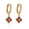 Gold Plated Huggie Hoop Earrings With Crystal Zirconia Flower Dangle 11