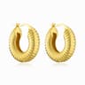 Lustre Pearl Hoops Gold Plated Textured Chunky Earrings For Women 14