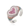 Gold Plated Red Zirconia Heart Ring For Women Adjustable Romantic Jewelry 7