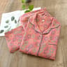 Womens New Spring Pajamas Suit Cotton Crepe TwoPiece LongSleeved Trousers Flower Leaves Home Clothe 7