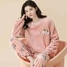 Autumn Winter Cute Cartoon Bear Padded Nightwear Thickened Warm Flannel Women Sleepwear Coral Velve 3