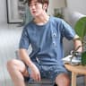 2 Piece Set Sleepwear Men Large Size Youth Pajamas Striped Bear Home Wear Man Nightwear Loungewear  3