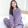 Women Casual Pajama Sets Autumn Solid Warm Thicken Velvet Ribbed Fleece Set 4