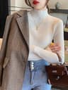 Womens Elegant Solid Basic Knitted Turtleneck Sweater Long Sleeve Slim Pullover Casual Korean Fashi 4
