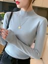 AOSSVIAO Turtleneck Sweater Women Fashion 2024 New Stretch Tops Women Knitted Pullovers Long Sleeve 6