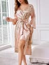 Elegant Womens Silk Robe Floral Print Long Sleeve Breathable Loungewear For All Seasons 3