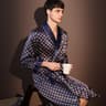 High Quality Nightrobes Men Ice Silk Printed Pajamas Onepiece Robe Summer Thin Bathrobe Large Size  4