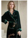 Mulberry Silk Velvet Long Sleeve Bathrobe Momme Heavyweight Silk Kimono Thickened Warm Robe For Win