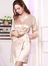 Sexy Women Silk Satin Short Night Robe Solid Kimono Fashion Bathrobe Wedding Bridesmaid Peignoir Fe 6