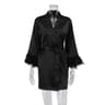 White Feather Robe With Fur Satin Sleepwear Robes For Women Full Sleeves Nightgown Bride Robe Gown  3
