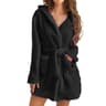 Fluffy Plush Pyjamas Sexy Winter Women Bath Robe Hooded Dressing Gown Solid Color Warm Bathrobe Fem 8