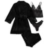 Sexy Pajama Set With Lace Trim Faux Silk Satin Gown Womens Fashion Pajama Print Comfort Loungewear 4