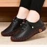 Leather Sneakers Women Shoes Lace Up Loafers Flat Spring Casual Comfortable Mom Shoes 9