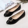 Genuine Leather SlipResistant Mom Loafers Minimalist SquareBuckle Chain Flats Cushioned Comfort For 4