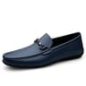New Casual Men SlipOn Shoes Luxury Leather Blue Loafers Handmade Business Driving Flats 4
