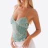 Summer Glitter V Neck Rhinestone Cami Tank Sequin Halter Crop Tops Pearl Embellished Summer Top 2