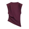 Slim Fit Summer Asymmetric Tank Women Wine RedBrownBlack Ruched Sleeve Tops For Office  Party Breat 4