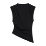 Slim Fit Summer Asymmetric Tank Women Wine RedBrownBlack Ruched Sleeve Tops For Office  Party Breat 6