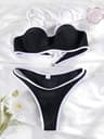 Miyouj High Cut Swimwear New Bikini Solid Color Bkinis Women Swimsuits Black Beachwear Low Waist Bi 2