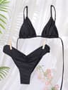 String bikini set size chart explaining adjustable fit and sizing guide