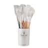 NonStick Cooking Tools  Mint Green Silicone Kitchen Utensils Set With Wooden Handle Utensil Holder  7