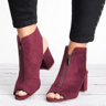 Plus Size Fish Mouth Chunky Heel Sandals Elegant Medium Heel Womens Shoes Comfortable Peep Toe Shoe