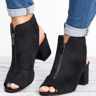 Plus Size Fish Mouth Chunky Heel Sandals Elegant Medium Heel Womens Shoes Comfortable Peep Toe Shoe