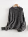 Dropped Sleeved Loose Sweaters Warm Alpaca Pullovers For Women Camel Beige Winter Fall Top 11
