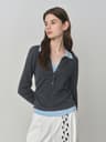 New Autumn Womens Knitted Sweater Vintage Cozy Cable Knit Top Color Block Barenia Style Fake TwoPie